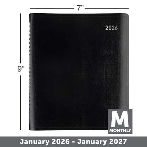 OFFICE DEPOT 13-MONTH MONTHLY PLANNER 7" X 9" BLACK JAN 2026 - JAN 2027 - Brand New