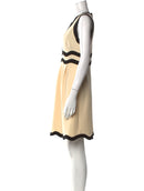 GUCCI V-NECK MINI DRESS - SIZE: WOMEN 4 - BEIGE/BLACK - Brand New