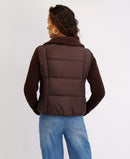 KENSIE WOMEN'S MIXED MEDIA SHORT PUFFER WITH KNIT SLEEVES - SIZE: L - CHOCOLATE - Brand New