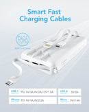 VRURC PORTABLE CHARGER 20000MAH BUILT-IN CABLES FAST CHARGING - WHITE - Like New