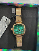TOTWOOO WATCH CRYSTAL ACCENTED SCARLETTE STAINLESS STEEL QUARTZ RODE GOLD/GREEN - Brand New