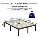 ZIYOO CALIFORNIA KING BED FRAME 14 INCHES TALL 3 INCHES WIDE WOOD SLATS - BLACK - Like New