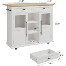 GARVEE KITCHEN ISLAND CART ON WHEELS FOLDABLE TABLE 2 -TIER - WHITE - Like New