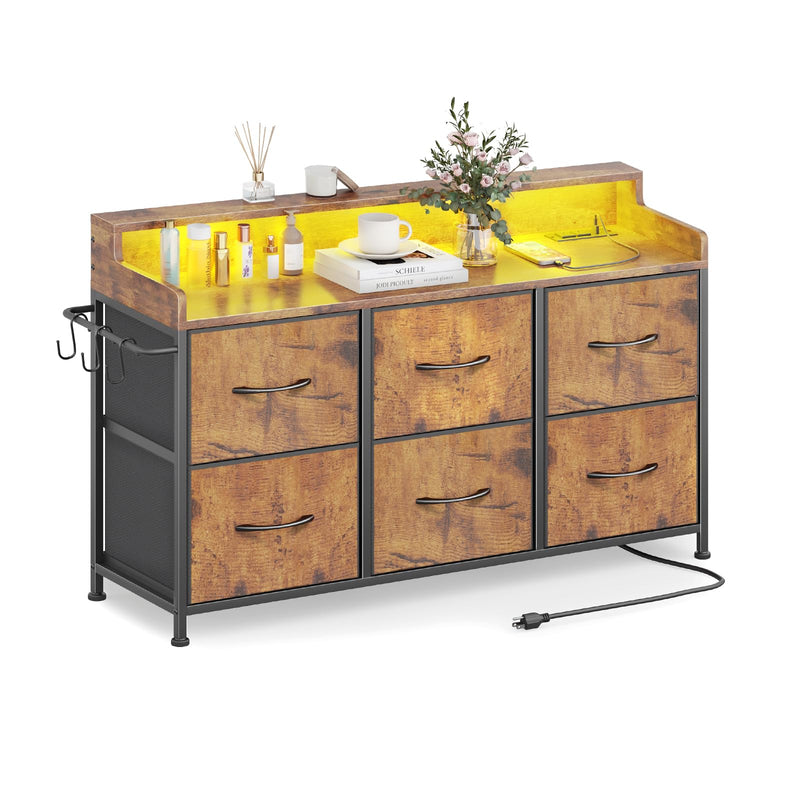 LEADPRO DRESSER FOR BEDROOM WITH 6 DRAWERS - RUSTIC BROWN - Like New