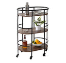 HONEY CAN DO 3-Tier Rolling Bar Cart CRT-09862 Walnut, 75 lbs - Like New