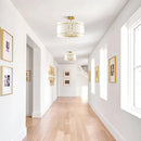 PARROT UNCLE 4-LIGHT MODERN DRUM MARBLE SEMI FLUSH MOUNT CEILING LIGHT - GOLDEN - Like New