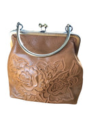 PATRICIA NASH LEATHER NOVELLA FRAME BAG W NO STRAP TAN TOOLED LEATHER - TAN - Like New