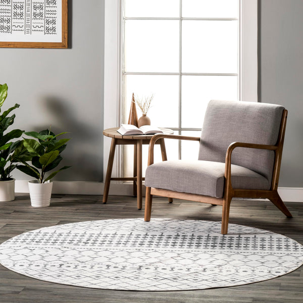 NULOOM 6' ROUND SPINCLEAN MACHINE RUG BIRV19A - GRAY - Like New