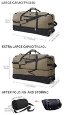 CONTAIL 32” Soft-side 110L Expandable 140L Rolling Duffle Bag w/ 2 Inline Wheels - Like New
