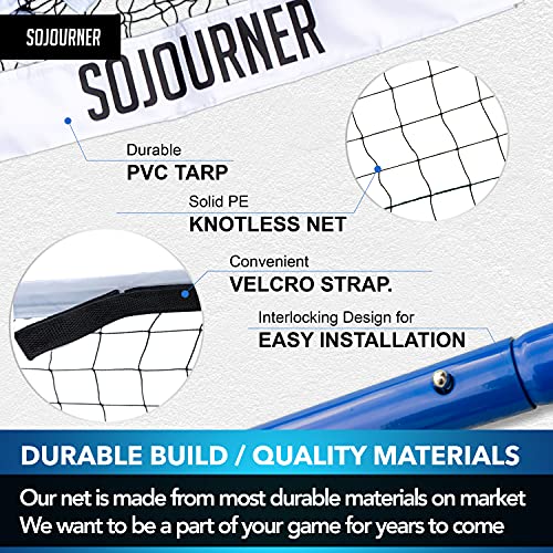 SOJOURNER PICKLEBALL SET WITH NET REGULATION SIZE - BLACK AND WHITE - Like New