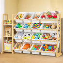 ETITLLY KIDS TOY STORAGE ORGANIZER BOOKSHELF WOODEN SHELF 49.5*31.7*14IN - WHITE - Like New