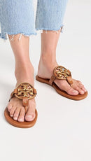 TORY BURCH WOMEN'S MILLER SOFT SANDALS SIZE: 8.5 - BOURBON MIELE/GOLD - Like New