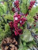 WICKER PARK 18" UNLIT BERRY & PINECONE HANGING BASKET - Like New