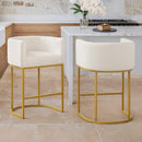 LUE BONA 27" H COUNTER HEIGHT BAR STOOLS SET OF 2 MODERN BARREL COUNTER STOLS - Like New
