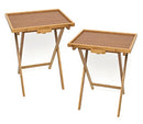 LIPPER INTERNATIONAL BAMBOO WOOD LIPPED FOLDING SNACK TABLE SET OF 2 - BAMBOO - Like New