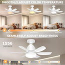ZYXRONA SOCKET FAN LIGHT REMOTE 20" 30W DIMMABLE LED 3 COLORS - WHITE - Like New