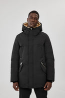 MACKAGE EDWARD-C 2-IN-1 DOWN PARKA, HOODED BIB, NATURAL FUR - SIZE 40 - BLACK Brand New