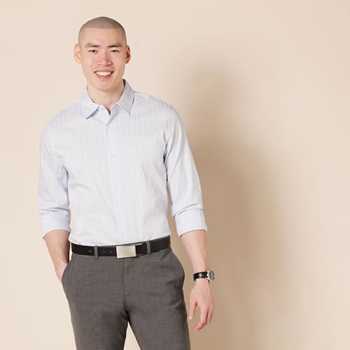 AMAZON ESSENTIALS MEN'S LEATHER REVERSIBLE PLAQUE DRESS BELT SIZE 34 - NEw - Brand New