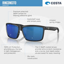 06S9016 Costa Del Mar Rinconcito Rectangular Matte Black Frame - Black Mirror - Like New