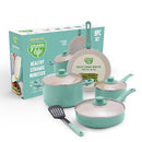 GreenLife 8 Piece Nonstick Cookware Set, Non-Toxic CC009158-001 - Turquoise - Like New