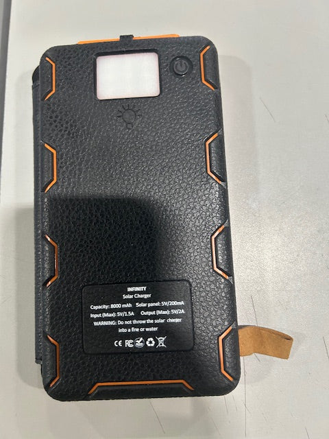 INFINITY SOLAR CHARGER 8000 MAH FOR ELECTRONICS OUTDOORS - ORANGE AND BLACK - Like New