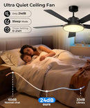 SMAVISTA RGBCW SMART 52" 2600LM LED CEILING FAN LIGHT REMOTE BLACK WALNUT - Like New