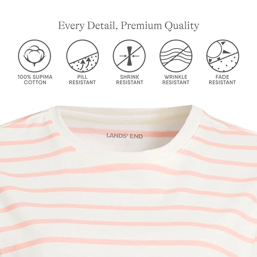 LANDS' END WOMEN'S RELAXED SUPIMA COTTON T-SHIRT - SIZE: WOMEN L - IVORY/PEACH - Brand New