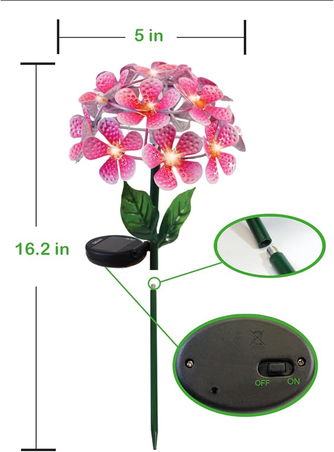 TOUCH OF ECO Solar LED Metal Flower Stake Light Perfect for Your Garden - Pink - Like New