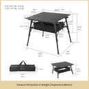 ARROWHEAD OUTDOOR 39" ALU FOLDING CAMP ROLL UP TABLE, HEIGHT ADJUSTABLE - BLACK - Like New
