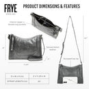 34DB770 FRYE WOMEN'S MELISSA ZIP CROSSBODY BAG, ADJUSTABLE STRAP - CARBON - Like New