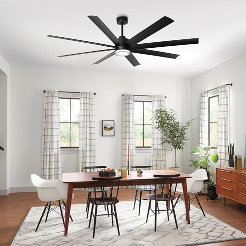 PARROT UNCLE 72" INDOOR INTEGRATED LED SMART CEILING FAN, LIGHT, REMOTE - BLACK - Like New