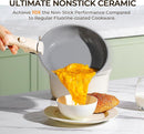 Ailwyn Pots Pans Set Detachable Handle 12 Pcs Nonstick Ceramic Cookware - Cream - Like New