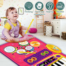 PRAGYM 2 in 1 Toddler Music Mat with Keyboard & Drum Toys - Red Like New