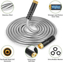 UNYWARSE GARDEN HOSE 50FT STAINLESS STEEL WATER HOSE NOZZLE FLEXIBLE - BUNDLE - Brand New