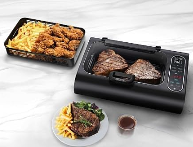 Gourmia Food Station Indoor Smokeless Grill Cooking Black GGA2120 - Like New