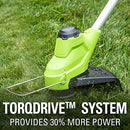 GREENWORKS 24V 10" CORDLESS TORQDRIVE STRING TRIMMER TOOL ONLY STG308 - GREEN - Like New