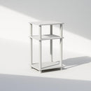 FURINNO JUST TURN-N-TUBE OPEN STORAGE NIGHTSTAND, 3-TIER (1 PACK) - WHITE/WHITE - Like New
