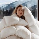 WELLOS LUXURY GOOSE FEATHER DOWN COMFORTER QUEEN SIZE - 1600 TC/DM COTTON -WHITE - Brand New
