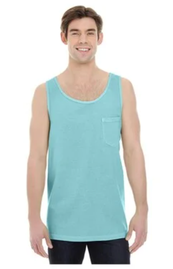 Comfort Colors 9330 Men's Pocket Tank Top New