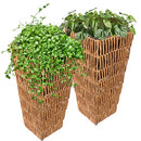 SUNNYDAZE HYACINTH INDOOR/OUTDOOR POLY-WICKER PLANTERS SET OF 2 BARLEY BLK/BRWN - Like New