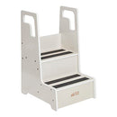 ECR4Kids Reach-Up Step Stool with Handles, Kids Furniture, White Wash - Like New