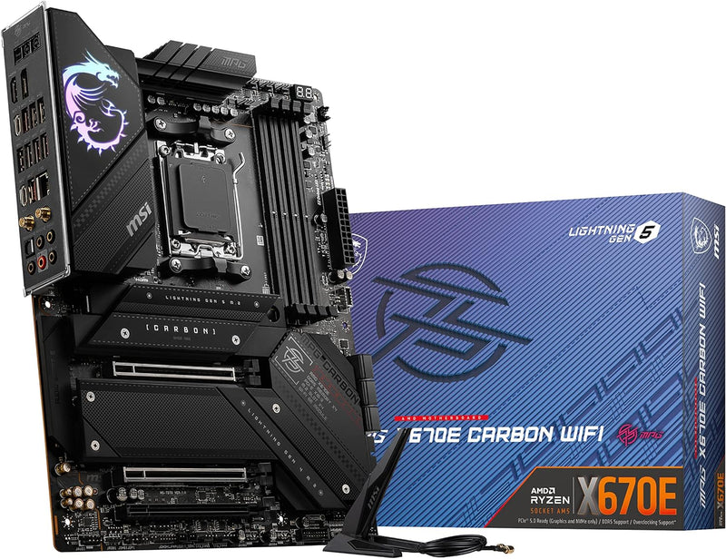 MSI MPG X670E Carbon WiFi Gaming Motherboard, AM5, DDR5, PCIe 5.0, ATX - Black - Like New