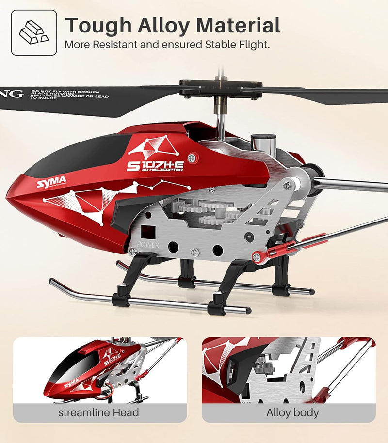 Syma RC Helicopter for Adults Kids Altitude Hold, 2 Battery S107H-E - Rose Red Like New