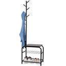 MILLIARD COAT RACK HALL TREE WITH BENCH - BLACK - Like New