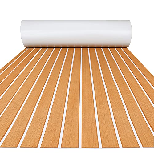 FOCEAN EVA Foam Boat Flooring Sheet - Brown with White Lines - Like New