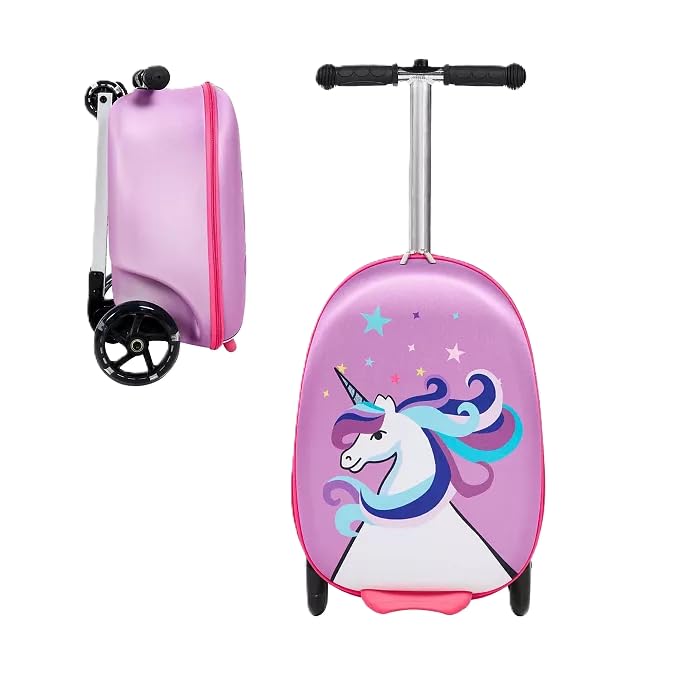 GOPOWERBIKE GO VOYAGE KIDS 2-IN-1 LUGGAGE SCOOTER 3-WHEEL LIGHT UP WHEELS PINK - Like New