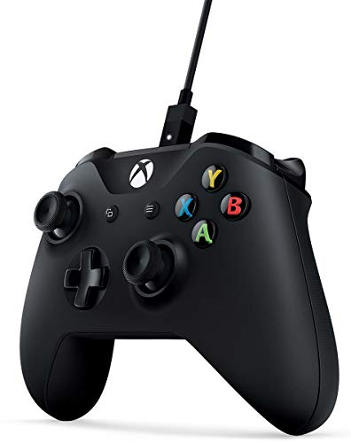 MICROSOFT XBOX CONTROLLER + CABLE FOR WINDOWS 1708 - BLACK - Like New