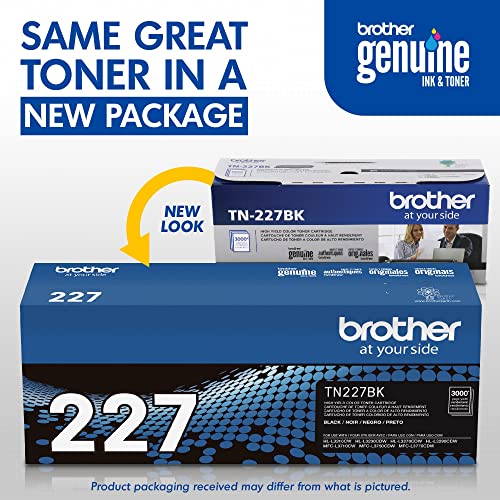 BROTHER GENUINE TN227 TN227BK HIGH YIELD TONER CARTRIDGE REPLACEMENT BLACK TONER - Like New