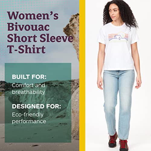 MARMOT WOMEN'S LOGO T-SHIRTS - SIZE: WOMEN L/G - BIVOUAC WHITE/PURPLE - Brand New
