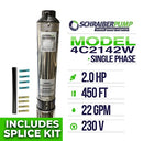 SCHRAIBERPUMP 4" Deep Well Submersible Pump 2HP 230V AXIAL LOAD DESIGN - Like New